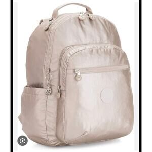 Kipling Women's Seoul 15" Laptop Backpack, Durable, Padded Shoulder Straps  Grey